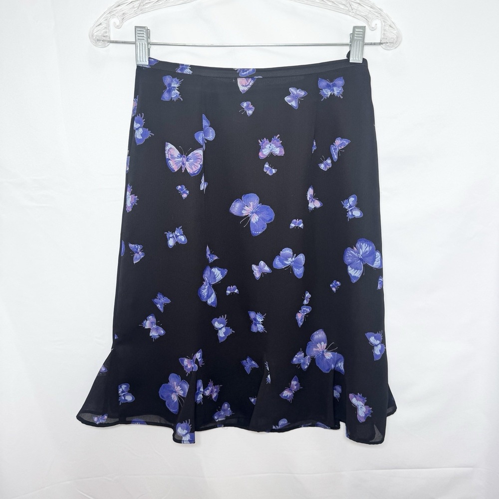 Vintage 90s Y2K Butterfly Skirt Size 0 / XS Whimsigoth Fairy Midi Bias Feminine